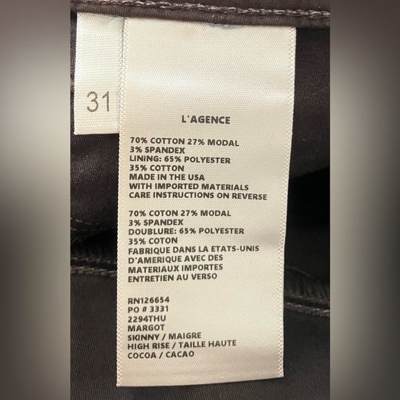 New L'AGENCE Margot High Rise Jeans Pants Skinny Brown Western Rodeo Womens‎ 31 - Picture 6 of 7